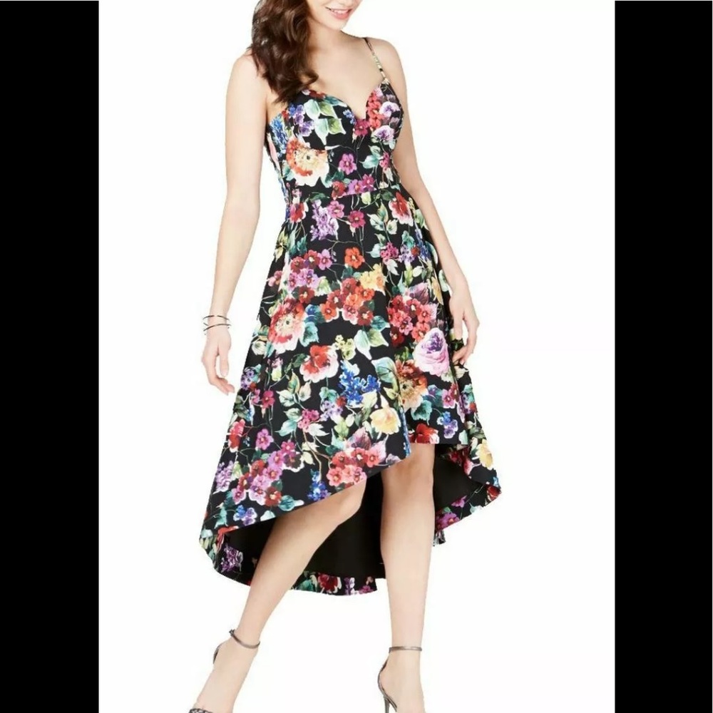 Aidan Mattox hi lo floral dress
